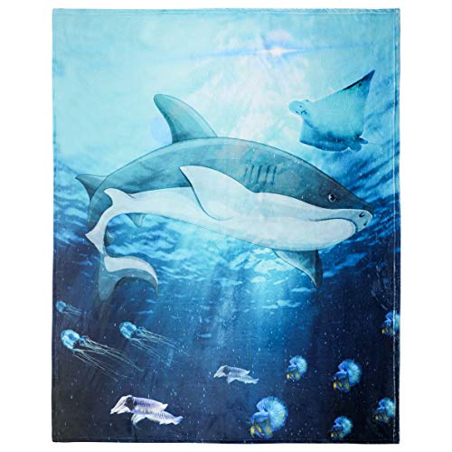 Shark Throw Blanket, Cool Super-Soft Extra-Large Shark Blanket for Kids, Boys, Girls, Adults, and Children, Fleece Shark Blanket for Boys (50 in x 60 in) Warm and Cozy Throw for Bed, Crib or Couch