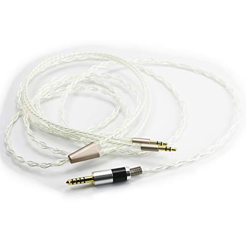 NewFantasia 4.4mm Balanced Male Cable 6N OCC Copper Single Crystal Silver Plated Cord Compatible with Hifiman Ananda, Sundara, Arya, HE400SE, Deva-Pro Headphones (4.4mm to Dual 3.5mm Male Version)