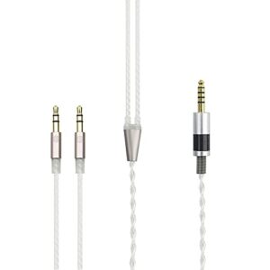 NewFantasia 4.4mm Balanced Male Cable 6N OCC Copper Single Crystal Silver Plated Cord Compatible with Hifiman Ananda, Sundara, Arya, HE400SE, Deva-Pro Headphones (4.4mm to Dual 3.5mm Male Version)