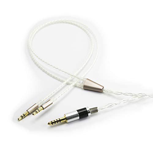 NewFantasia 4.4mm Balanced Male Cable 6N OCC Copper Single Crystal Silver Plated Cord Compatible with Hifiman Ananda, Sundara, Arya, HE400SE, Deva-Pro Headphones (4.4mm to Dual 3.5mm Male Version)