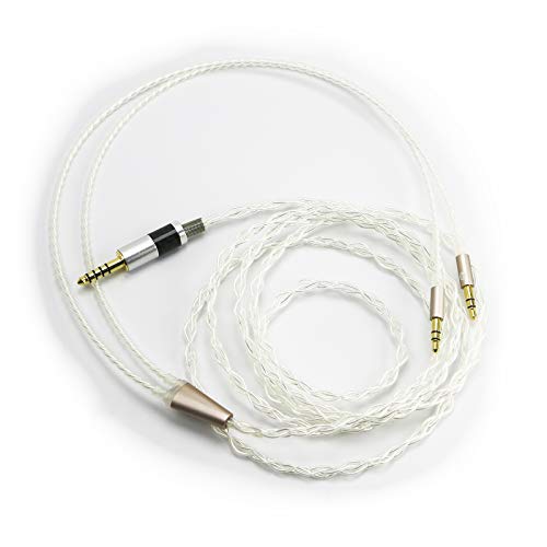 NewFantasia 4.4mm Balanced Male Cable 6N OCC Copper Single Crystal Silver Plated Cord Compatible with Hifiman Ananda, Sundara, Arya, HE400SE, Deva-Pro Headphones (4.4mm to Dual 3.5mm Male Version)