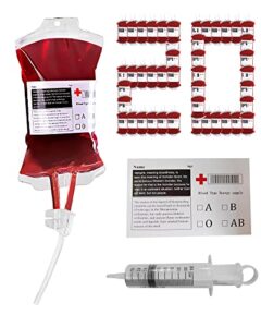 20 pack halloween decorations blood bag drink pouches for home party decor supplies zombie vampire party indoor outdoor decoration with syringe, clips and stickers