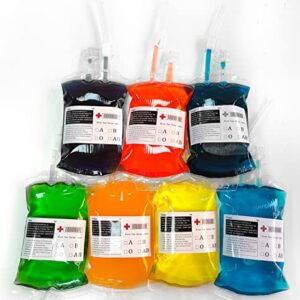 20 Pack Halloween Decorations Blood Bag Drink Pouches for Home Party Decor Supplies Zombie Vampire Party Indoor Outdoor Decoration with Syringe, Clips and Stickers