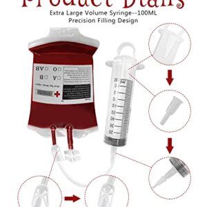 20 Pack Halloween Decorations Blood Bag Drink Pouches for Home Party Decor Supplies Zombie Vampire Party Indoor Outdoor Decoration with Syringe, Clips and Stickers