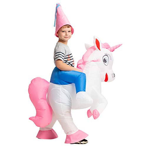 GOOSH Inflatable Unicorn Costume for Kids Halloween Costumes Boys Girls 55IN Funny Blow up Costume for Halloween Party Cosplay