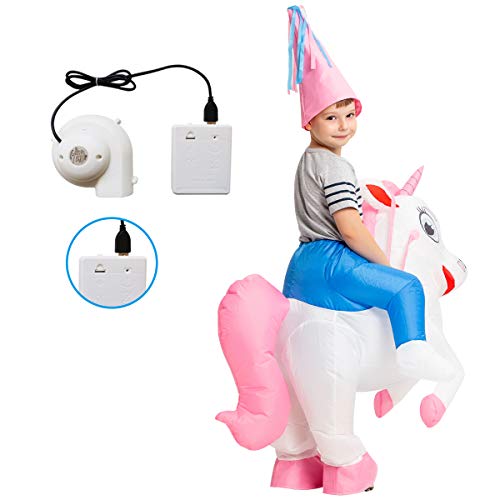 GOOSH Inflatable Unicorn Costume for Kids Halloween Costumes Boys Girls 55IN Funny Blow up Costume for Halloween Party Cosplay