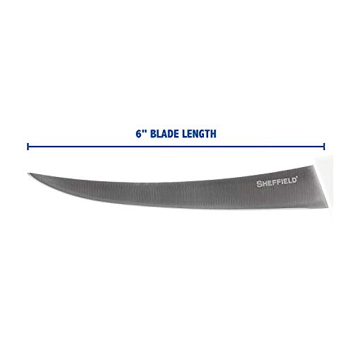 Sheffield 12780 6 Inch Boning Knife, Flexible Curved Blade Processing Knife, Prep Meat & Fish with Ease