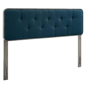 modway collins tufted fabric and wood full headboard in gray azure