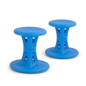 simplay3 play around wiggle chairs 2-pack, kids wobble stools for improved focus and attention - blue, made in usa
