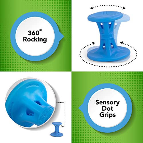 Simplay3 Play Around Wiggle Chairs 2-Pack, Kids Wobble Stools for Improved Focus and Attention - Blue, Made in USA