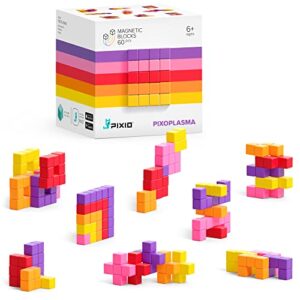 pixio pixoplasma - 60 magnetic blocks - small magnet blocks - magnets for kids & adults - magnet toys - magnet tiles alternative for kids 8-12 years