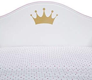 Delta Children Princess Crown Wood Toddler Bed - Greenguard Gold Certified, White/Pink