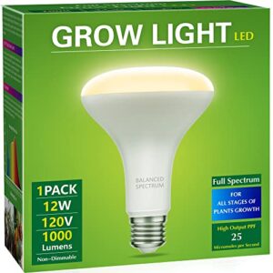 LED Grow Light Bulb, Briignite BR30 Grow Light Bulbs, Full Spectrum Grow Light Bulb 12W, 120W Equivalent, Plant Light Bulbs E26 Base, Grow Light for Indoor Plants, Seedlings, Greenhouse, Hydroponic