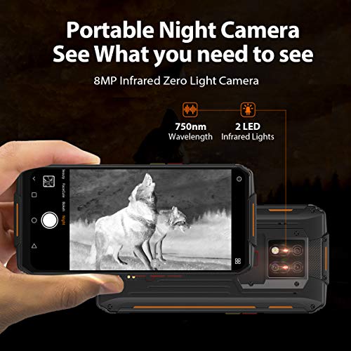 WP7 Rugged Smartphone, Night Vision Camera 8GB + 128GB Helio P90 Waterproof Unlocked Android Cell Phone 6.53 inches FHD+ Global 4G LTE Dual SIM, IP68/IP69K Triple Cameras NFC AI Cellphone (Orange2020)