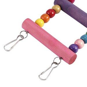 TOPINCN Natural Wood Climbing Ladder Toy Colorful Natural Wood Beads Climbing Ladder Toy Parakeet Swing Bird Toy with Hanging Hook