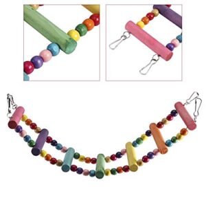 TOPINCN Natural Wood Climbing Ladder Toy Colorful Natural Wood Beads Climbing Ladder Toy Parakeet Swing Bird Toy with Hanging Hook