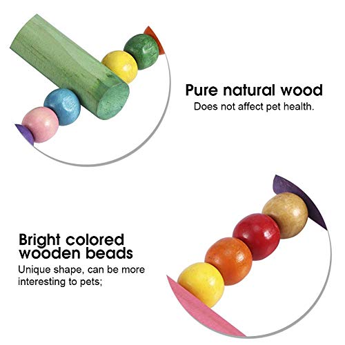 TOPINCN Natural Wood Climbing Ladder Toy Colorful Natural Wood Beads Climbing Ladder Toy Parakeet Swing Bird Toy with Hanging Hook