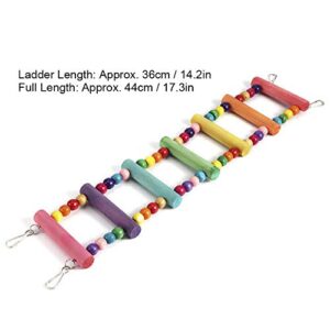 TOPINCN Natural Wood Climbing Ladder Toy Colorful Natural Wood Beads Climbing Ladder Toy Parakeet Swing Bird Toy with Hanging Hook