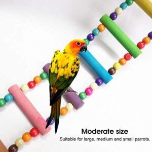 TOPINCN Natural Wood Climbing Ladder Toy Colorful Natural Wood Beads Climbing Ladder Toy Parakeet Swing Bird Toy with Hanging Hook