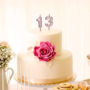 13th Birthday Candles Cake Numeral Candles Happy Birthday Cake Candles Topper Decoration for Birthday Wedding Anniversary Celebration Favor (Rose Gold)