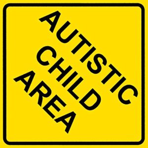 SIGNCHAT Autistic Child Area Sign Funny Novelty Diamond Metal Warning Signs Aluminum for House Wall Tin Sign 12X12 Inches