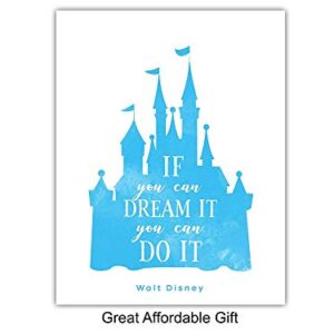 Quotes Posters - 8x10 Princess Wall Art Room Decorations - Home Decor Set for Girl Bedroom, Nursery - Cute Girly Gift for Rapunzel, Cinderella, Snow White, Ariel, Belle and World Fan print