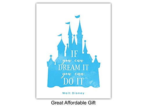 Quotes Posters - 8x10 Princess Wall Art Room Decorations - Home Decor Set for Girl Bedroom, Nursery - Cute Girly Gift for Rapunzel, Cinderella, Snow White, Ariel, Belle and World Fan print