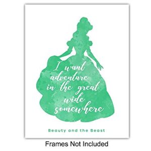 Quotes Posters - 8x10 Princess Wall Art Room Decorations - Home Decor Set for Girl Bedroom, Nursery - Cute Girly Gift for Rapunzel, Cinderella, Snow White, Ariel, Belle and World Fan print