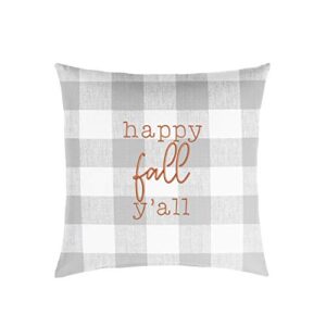mozaic home happy fall yall indoor/outdoor pillow, 18 in x 18 in, grey