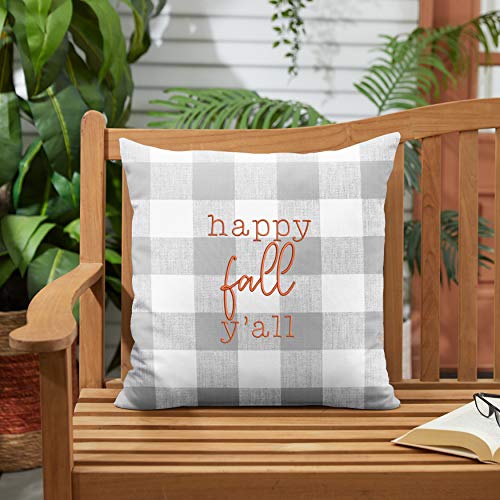 Mozaic Home Happy Fall Yall Indoor/Outdoor Pillow, 18 in x 18 in, Grey