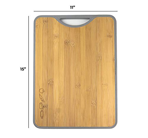 Double-sided Bamboo Poly Cutting Board | No Cross-Contamination | HAND WASH ONLY - Easy to Clean | BPA Free