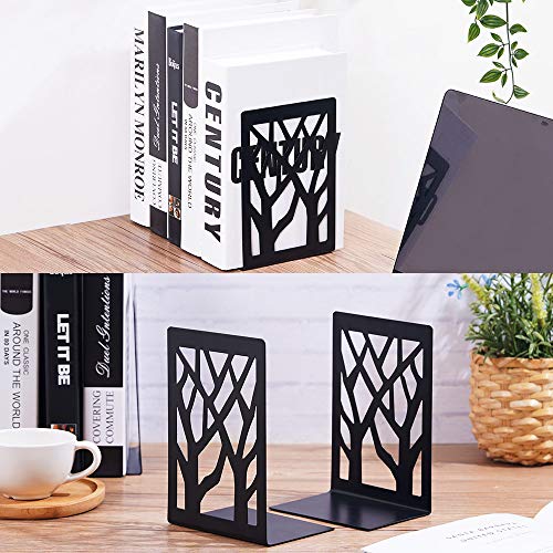 Book Ends Universal Premium Bookends for Shelves, Non-SkidBookend, Heavy Duty Metal Book End, Bookend Supports, Book Stoppers (3Pairs/6Pieces) Black