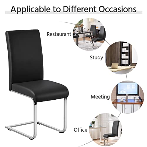 Yaheetech 6pcs Office Chairs Armless Desk Chairs Leather Upholstered Seat and Metal Legs Side Chairs with High Back Modern, Black