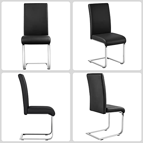 Yaheetech 6pcs Office Chairs Armless Desk Chairs Leather Upholstered Seat and Metal Legs Side Chairs with High Back Modern, Black