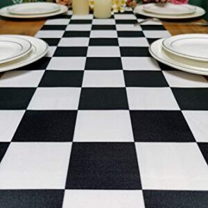 Table Runner Black and White Checkerboard Racing Theme for Anniversary Runner Dinner Parties Supplies Birthday Party Wedding Winter New Year Decorations 12 x 72 Inches