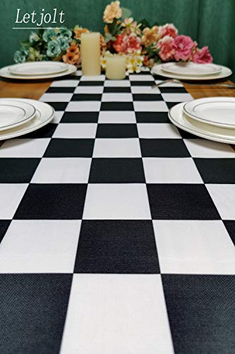 Table Runner Black and White Checkerboard Racing Theme for Anniversary Runner Dinner Parties Supplies Birthday Party Wedding Winter New Year Decorations 12 x 72 Inches