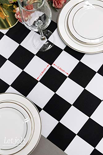 Table Runner Black and White Checkerboard Racing Theme for Anniversary Runner Dinner Parties Supplies Birthday Party Wedding Winter New Year Decorations 12 x 72 Inches