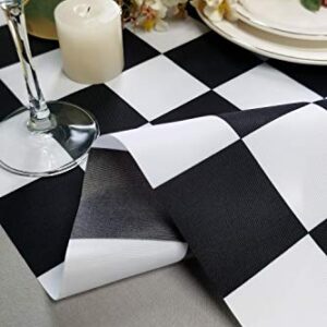 Table Runner Black and White Checkerboard Racing Theme for Anniversary Runner Dinner Parties Supplies Birthday Party Wedding Winter New Year Decorations 12 x 72 Inches