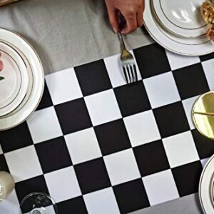 Table Runner Black and White Checkerboard Racing Theme for Anniversary Runner Dinner Parties Supplies Birthday Party Wedding Winter New Year Decorations 12 x 72 Inches