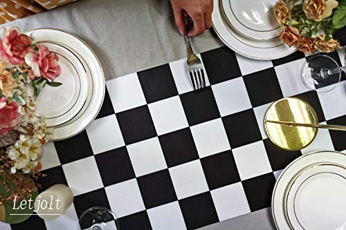 Table Runner Black and White Checkerboard Racing Theme for Anniversary Runner Dinner Parties Supplies Birthday Party Wedding Winter New Year Decorations 12 x 72 Inches