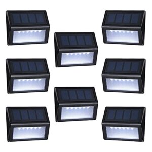 homeyearn outdoor solar step lights with larger battery capacity 8-pack 6 led solar powered deck lights weatherproof outdoor lighting for steps stairs decks fences paths patio pathway (white light)