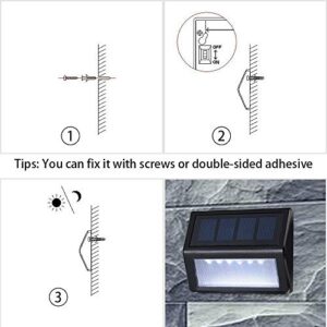 Homeyearn Outdoor Solar Step Lights with Larger Battery Capacity 8-Pack 6 LED Solar Powered Deck Lights Weatherproof Outdoor Lighting for Steps Stairs Decks Fences Paths Patio Pathway (White Light)