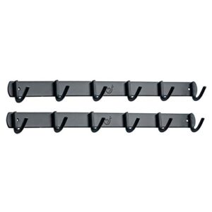 wall mounted coat rack 12 matte black hooks for holding coats, hats, towels, and more; easy to install with included mounting hardware; made of heavy-duty stainless steel; hooks n holders warranty