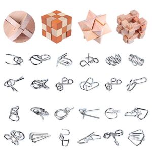 brain teaser puzzle for kids adults puzzle games wooden and metal 3d unlock interlocking puzzle educational toy 28pcs