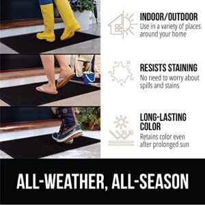 Gorilla Grip Ultra Absorbent Moisture Guard Doormat, Absorbs Up to 1.7 Cups of Water, Stain and Fade Resistant, Spiked Rubber Backing, All Weather Mats Capture Dirt, Indoor Outdoor, 29x17, Black