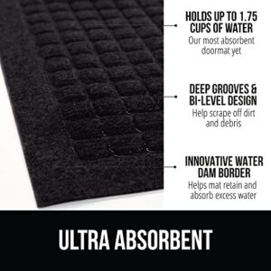 Gorilla Grip Ultra Absorbent Moisture Guard Doormat, Absorbs Up to 1.7 Cups of Water, Stain and Fade Resistant, Spiked Rubber Backing, All Weather Mats Capture Dirt, Indoor Outdoor, 29x17, Black