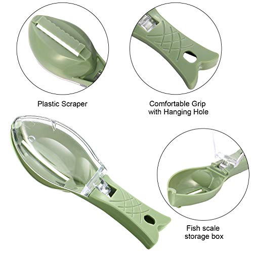 4 Pieces Stainless Steel Fish Scale Remover Cleaner Kitchen Fish Scaler Fish Skin Graters Cleaning Peeler Scaler Scraper with Bottle Opener for Kitchen Fish Cleaning Tools