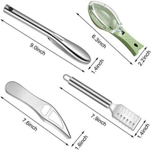 4 Pieces Stainless Steel Fish Scale Remover Cleaner Kitchen Fish Scaler Fish Skin Graters Cleaning Peeler Scaler Scraper with Bottle Opener for Kitchen Fish Cleaning Tools