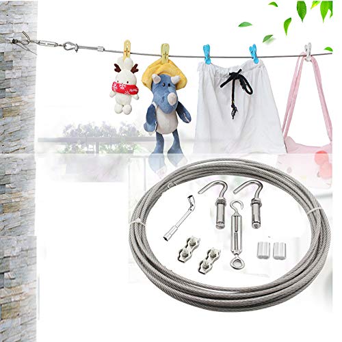 Ohaha Clotheslines/Portable Windproof Anti-sag Clothes Rope Line with Stainless Steel Cable Retractable System Clothes line retracting for Outdoor/Indoor/Home/Backyard/Travel/Drying (10ft)