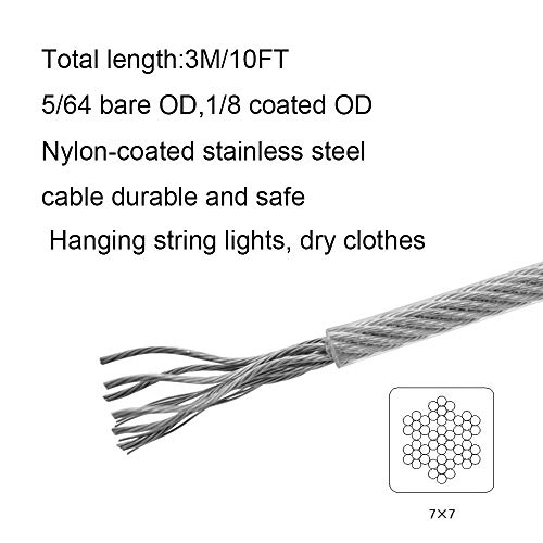 Ohaha Clotheslines/Portable Windproof Anti-sag Clothes Rope Line with Stainless Steel Cable Retractable System Clothes line retracting for Outdoor/Indoor/Home/Backyard/Travel/Drying (10ft)